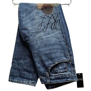 Lauren Ralph Lauren Patchwork Distressed Jeans Boyfriend Taper Fit Rare $195 New